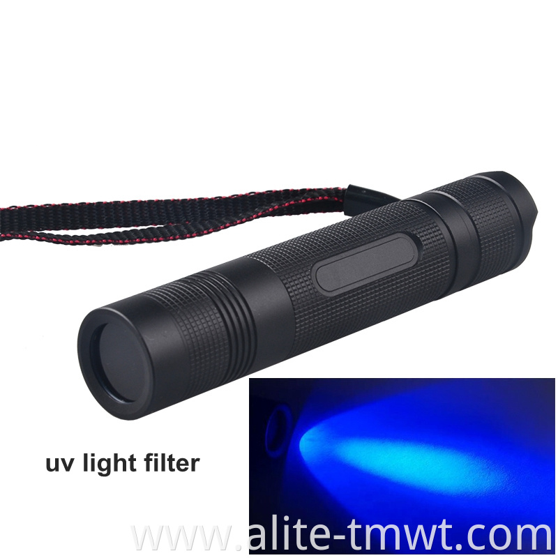 Wholesale 5W Power 365 nm UV LED Flashlight Portable Money Checking Marker UV Light With Black Filter